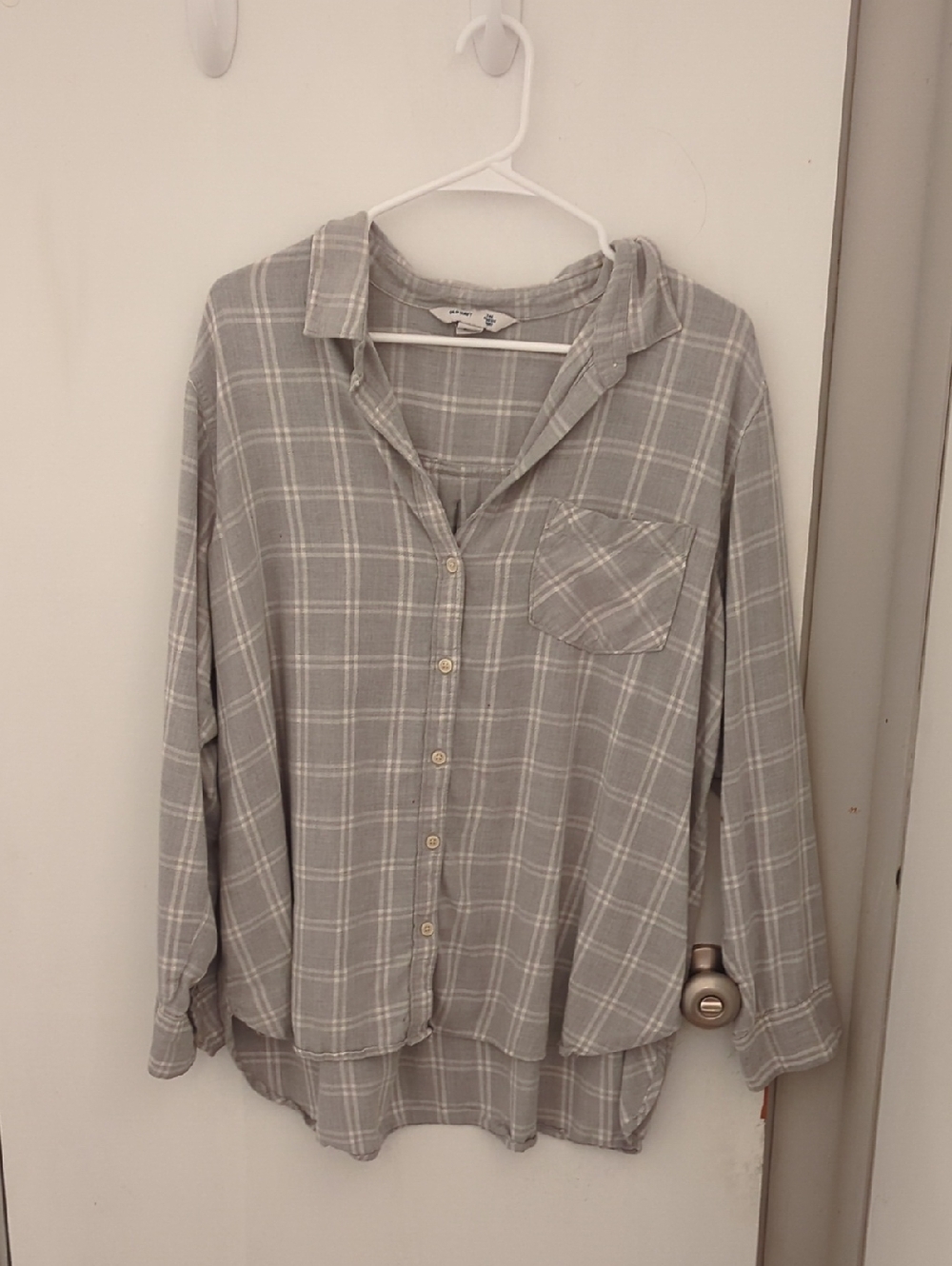 Old Navy Gray Plaid Classic Shirt